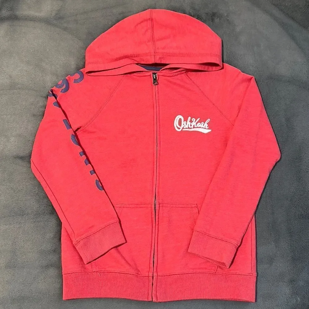 Osh Kosh Boys Red Full Zip Hoodie Size 10/12